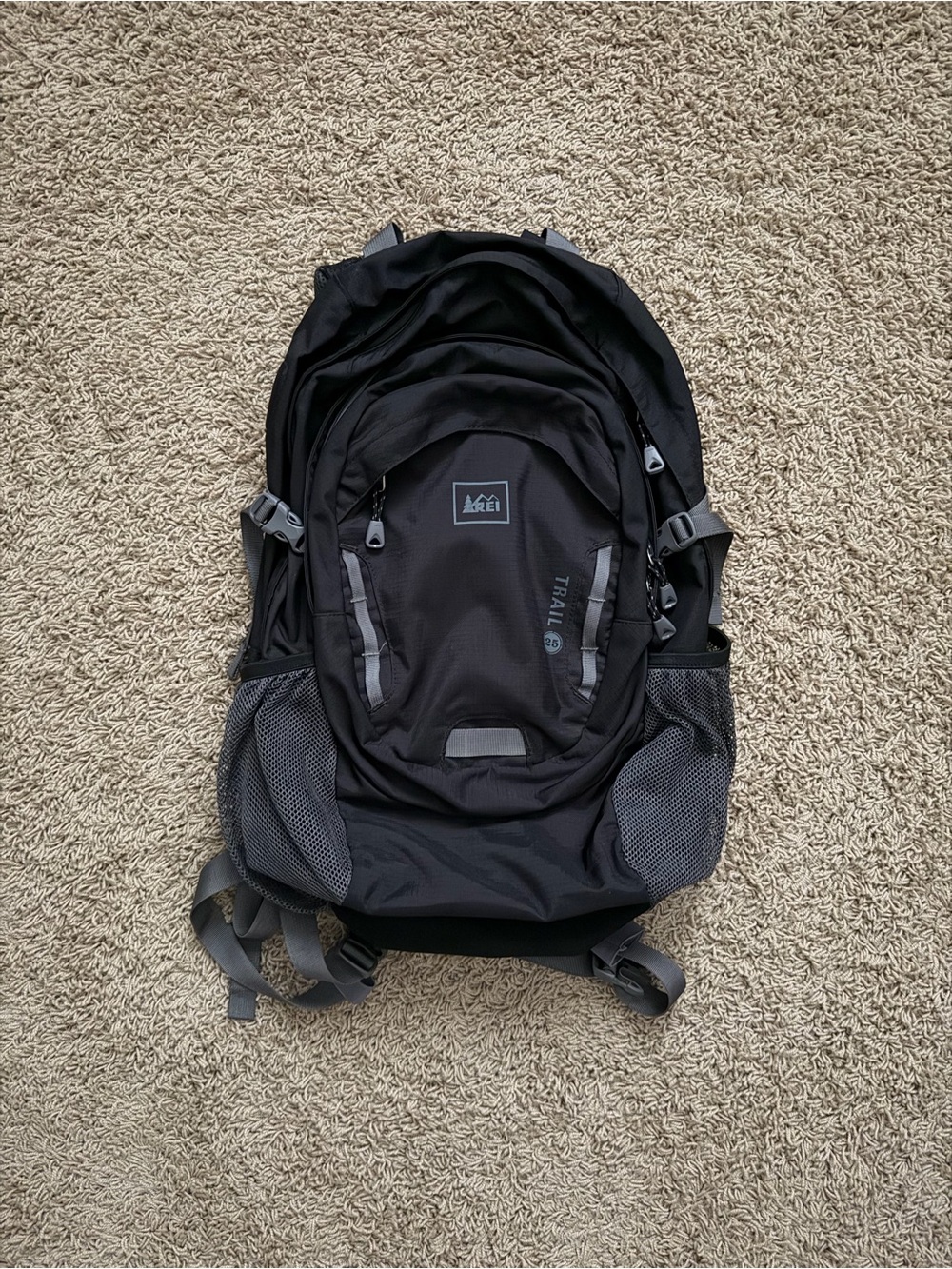 REI Co-op Trail 25 Backpack Black Gray Hiking Rucksack